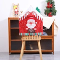 Christmas chair cover featuring Santa Claus with Warm Wishes sign and striped pattern - Colorful Cartoon Santa Claus Chair Cover