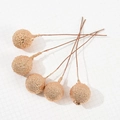 Macro detail of five gold decorative berry stems with textured sphere tops for Christmas decor - Gold