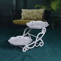 Frutero de metal blanco de 2 niveles con calados florales y soporte decorativo de mariposa - Hierro / Tipo-A