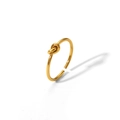 Macro detail of a minimalist golden knotted stainless steel open ring with mirror finish - Gold Simple Knot Style (YYR023185-G)