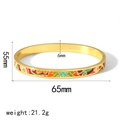 Bracelet chinois en acier inoxydable doré 18k avec motifs floraux en émail coloré - Peinture Abstraite Rétro (TB7032-11)