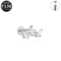 G23 titanium internally threaded crown earring with silver finish and clear crystals - Silver Geometric Diamond Style (G23LAI158-S)