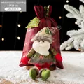 Red Santa Claus Christmas gift bag for candy and apples, size 17x37cm festive design - Santa Claus Apple Bag B / 17*37 cm