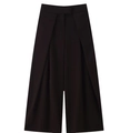 Dettaglio dei pantaloni neri a gamba larga a vita alta con pieghe frontali e tessuto fluido - XS / Pantaloni Rosso-Marrone