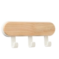 Wall-mounted wooden rack with 3 white hooks in minimalist modern Japanese style - Triple Hooks / White