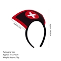 Red and black nurse headpiece with white cross logo for Halloween costume cosplay - Black & Red Nurse Hat Red Base