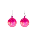 Detailed view of pink translucent disco ball earrings with faceted acrylic design - Rose Red Disco Ball Earrings
