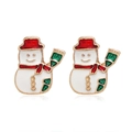Gros plan détaillé de boucles d'oreilles bonhomme de neige de Noël en émail coloré - #16 Bonhomme de Neige/Corps Blanc Gants Verts
