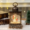 Farol de Navidad vintage en bronce con figura de muñeco de nieve y luz LED cálida - Nuevo Hueco Plano Muñeco de Nieve y Niño