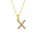 Gold letter X pendant necklace with cubic zirconia pavé on a delicate cable chain - Letter X