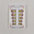 Close-up of almond press-on nails with 3D ladybug, bee motifs and pearl accents - Insect Pastoral Style (WY-089 Main Model)