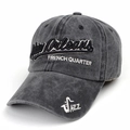 Detail der New Orleans Vintage-Kappe mit hochwertiger 3D-Jazz-Stickerei und Texturen - Schwarz