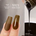 Vernis à ongles gel végétal marron translucide en finitions brillante et mate - Y-021 Thé Noir Translucide