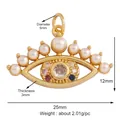 Evil Eye charm pendant in golden finish with white pearls and multicolored zircons - Mix Color Evil Eye