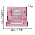 Pink handheld game console embroidery patch featuring 'GAME OVER' text detail - Cartoon Patch 16# (Game Console)