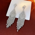 Orecchini pendenti in argento con nappe di strass e frange geometriche eleganti - 3# Stile Nappa Color Argento (HE918)