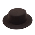 Classico cappello jazz in feltro di lana marrone scuro con tesa larga e corona piatta - caffè