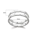 Detail view of 6mm hollow geometric grid ring with 18mm inner diameter dimensions - H-Link Hollow / Silver (JZ6078P-6mm)