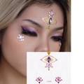 Face and eye gem sticker set FG308 in purple and pink tones with metallic rhinestones - FG308