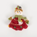 Christmas snowman plush gift bag with red plaid hat and Merry Christmas embroidery - Snowman
