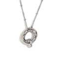 Silver balloon letter Q pendant necklace with polished mirror finish and bead chain - Steel-Letter Q