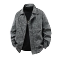 Giacca casual retrò da uomo grigio scuro con texture opaca e chiusura a zip - M / Grigio chiaro