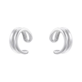 Detailed view of polished double-layered silver U-shape ear cuff with a sleek finish - Silver Double Row Intertwined Ear Cuff