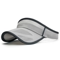 Grey and black mesh sun visor hat with extended brim for summer sun protection - Adjustable / Light Gray