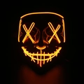 Orange LED glowing mask for Halloween parties featuring a stitched mouth horror design - Adult / Orange