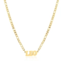 Dettaglio della collana in acciaio dorato 18K con ciondolo lettera zodiacale Leone - Oro Leone