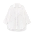 White minimalist loose-fit eyelet embroidery shirt with intricate geometric cutout patterns - XS / Tops / White
