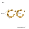 Detail view of gold-plated C-shaped twisted earrings with 2.6cm diameter and 7g weight - F122-Small Twist / Gold