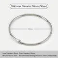 Silver binder ring in size 95mm made of polished metal for loose-leaf binding - 95# ID 90mm / Silver