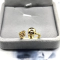 Minimalist S925 sterling silver skull ring in gold finish shown in a velvet jewelry box - Adjustable Open / Gold