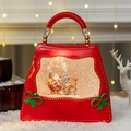 Rote Weihnachts-Handtaschenlaterne mit Weihnachtsmann-Szene und warmen LED-Leuchten - Weihnachtsmann / Rot
