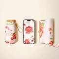 Elegant floral sun umbrella with matching storage bag featuring compact foldable design - 14cm Floating Black Tea With Pouch