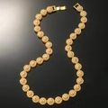 Cadena hip hop dorada con eslabones de esmalte naranja y diamantes redondos - Collar / 18 pulgadas / Dorado