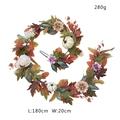 Artificial maple leaf garland with white pumpkins and daisies, 180cm autumn decoration - QT019-13 (White Pumpkin/Daisy/Berry) / 180cm