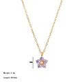 Collier élégant à chaîne dorée avec pendentif fleur violette de 9 mm pour femme - Pendentif 9MM-Longueur 40+5CM / Zircone Violette