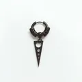 Detail of black punk hoop earring with dragon engraving and long spiked cone pendant - Dragon Triangle Plate / Earring (Pierced) / Black