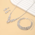 Elegant sparkling silver necklace bracelet and earrings jewelry set with teardrop stones - G0096+G0103 Silver Three-piece Set