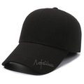 Black wool baseball cap with side embroidery for autumn and winter outdoor wear - Adjustable / Black