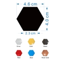 Detailed dimension guide for hexagon mirror wall stickers in various colors and sizes - Silver-12Pcs-S: 4.6cm
