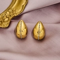 Elegant gold teardrop earrings with crystals on purple satin background for women - 1291-Gold Waterdrop Vertical Zirconia