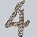 Silver number 4 hair accessory encrusted with sparkling rhinestones for parties - Number 4 Topper / Silver