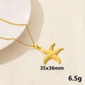 Polished gold starfish pendant necklace with hammered texture, measuring 35x36mm and 6.5g - Golden Starfish