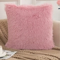 Plush pink faux fur throw pillow cover in a cozy home setting on a soft beige sofa - 40*40cm-Pillowcase / New Pink