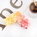 Floral hair claw clip with yellow to pink gradient finish and three-flower design - 11cm Electroplated Red + Yellow (Gradient)
