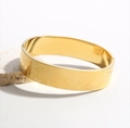 Wide 18K gold plated stainless steel bracelet with hip-hop style scales texture design - Real Gold Plated Textured Bangle (NU02-6)