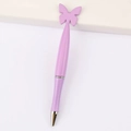 Sparkly purple ballpoint pen featuring a decorative butterfly top for creative gifts - Butterfly / Pearlescent Pink Purple
